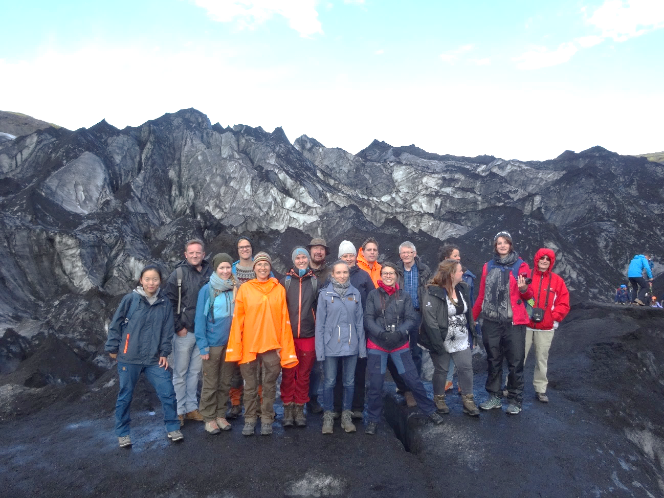 Course participants during a field trip to Sólheimajökull glacier 