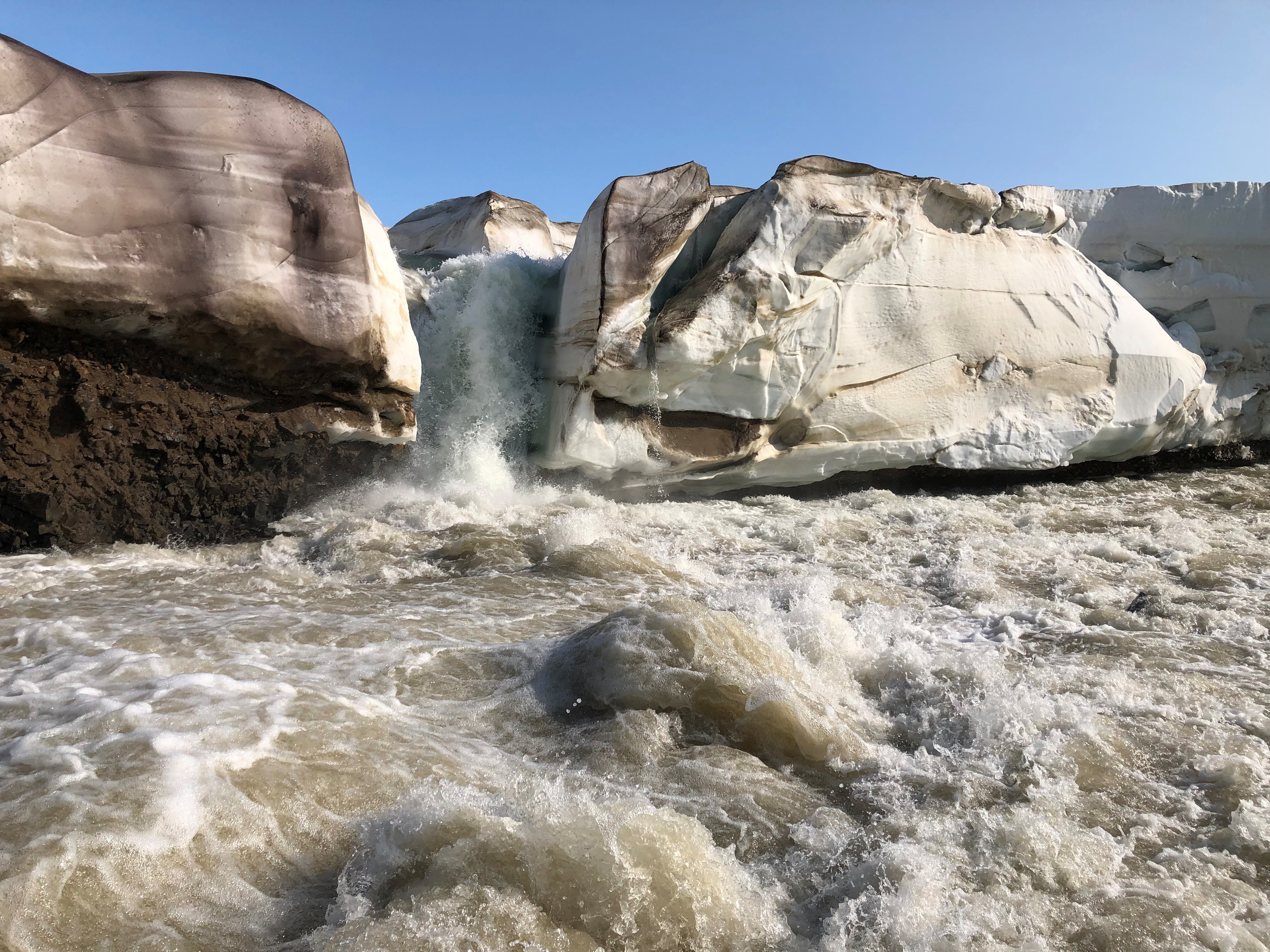 Massive water flow off of the Greenland Ice Sheet, Summer 2019