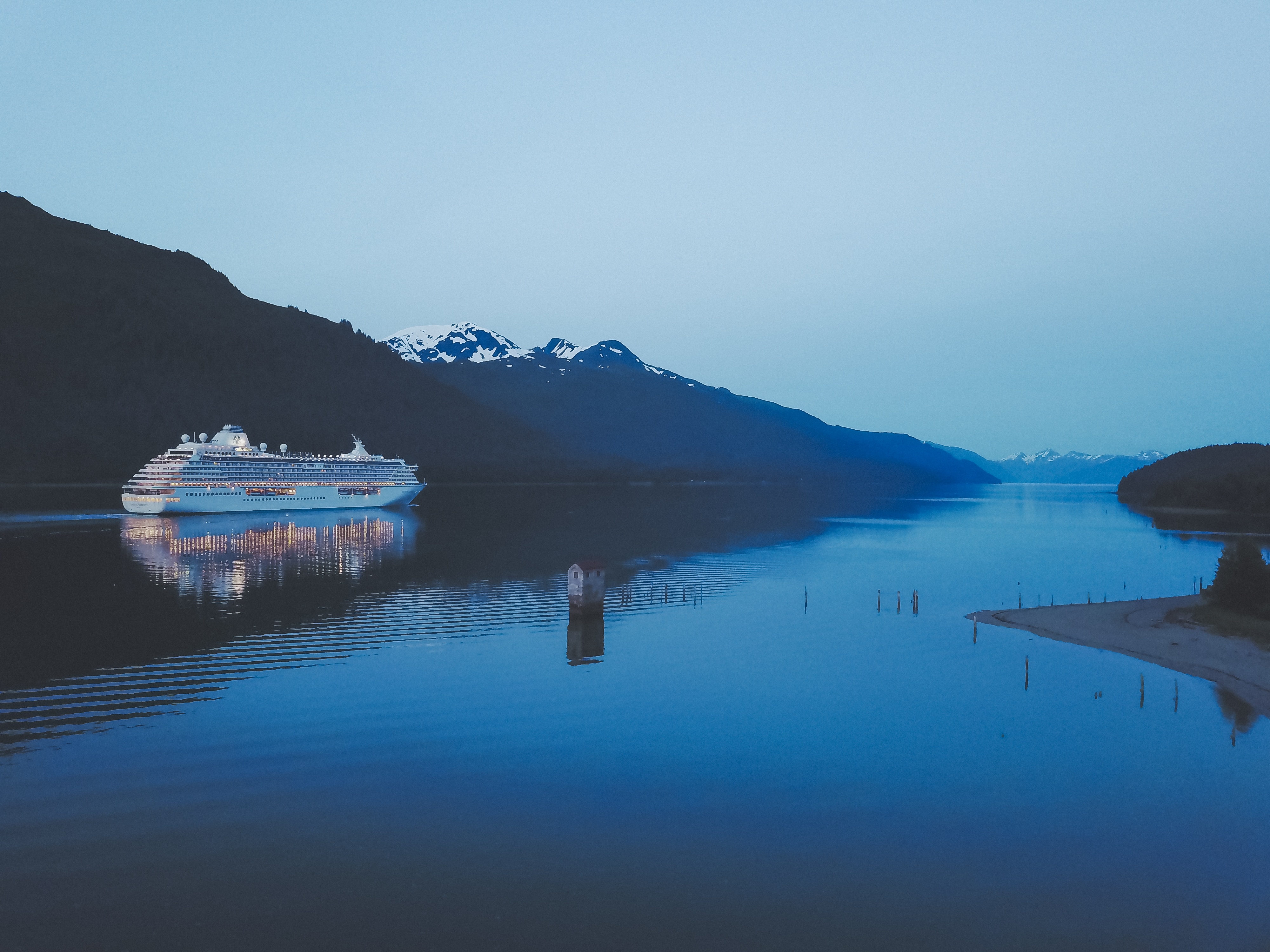 White Cruise Ship In Juneau Alaska