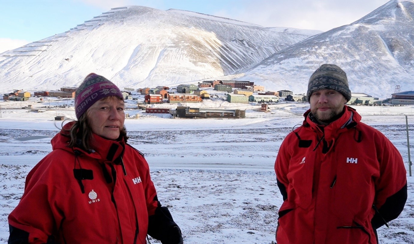 Hanne Christiansen and Marius Jonassen in Longyearbyen, Svalbard